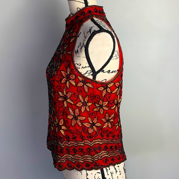 Papell Boutique Evening Floral Beaded Tank - Picture 2 of 7